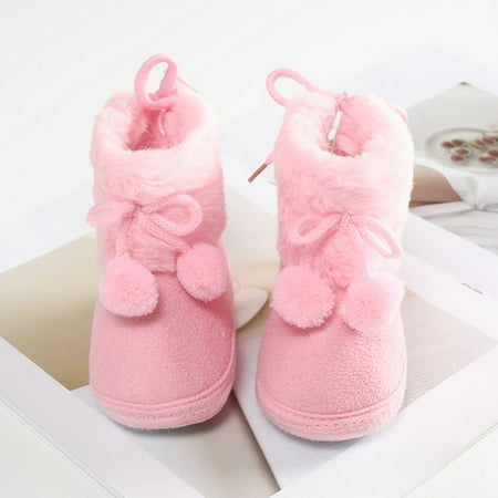 

Infant Baby Girl Winter Warm Plush Half Boots Soft Sole Shoes 0-18M