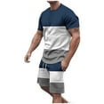 thumbnail image 3 of cllios Mens Workout Sets 2 Piece Outfits Color Block Athletic Track Suit Short Sleeve Shirts and Shorts Set Sports Outfit for Men, 3 of 8