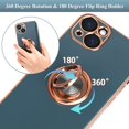 thumbnail image 3 of Design for iPhone 13 Case, Built-in 360° Rotatable Ring Holder Magnetic Kickstand Soft Silicone Ultra Slim Edge Plating Protective Cover 2021 6.1 Inch (Dark Green), 3 of 5