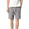 thumbnail image 2 of Mens Summer Linen Beach Shorts Elastic Mid Waist Vacation Shorts Lightweight Breathable Soft Comfort Shorts Daily Home Pajama Shorts, 2 of 3