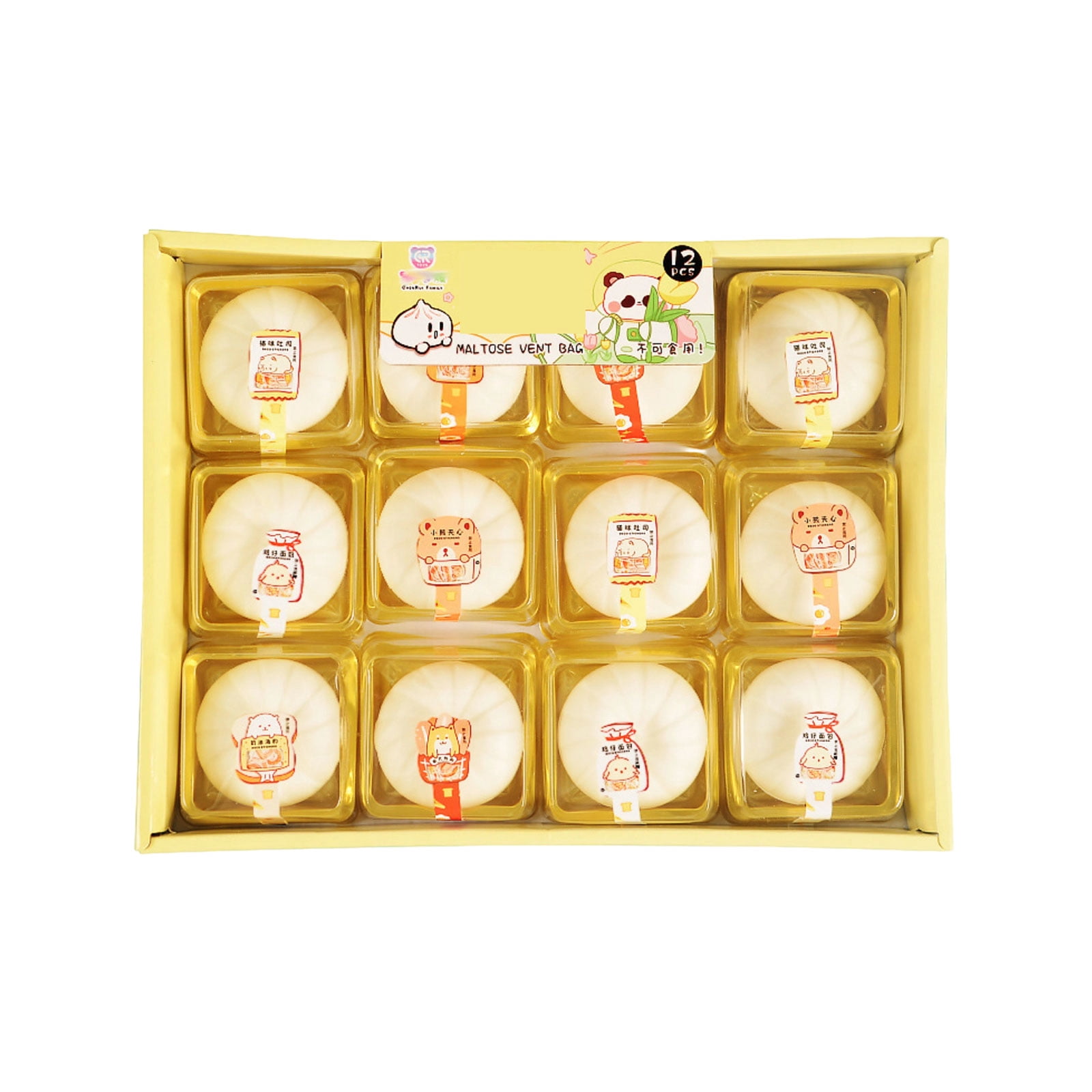 2.17-Inch 12Pcs Dumpling Jelly Cube Stress Reliever, Taba Squishy Squeeze, Sensory Fidgets, Great Goodie Bag Fillers, Classroom Prizes & Treasure Box Fillers