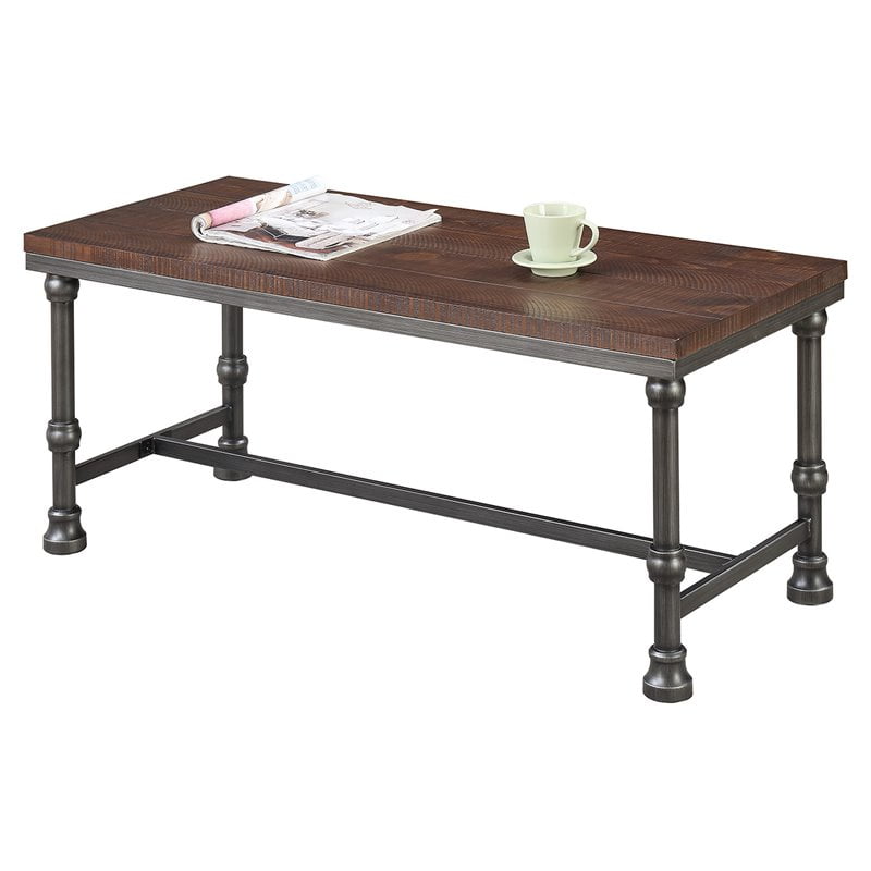 Convenience Concepts Yukon Coffee Table In Dark Rustic Oak And Convenience Concepts Yukon Coffee Table In Dark Rustic Oak And Brushed Metal