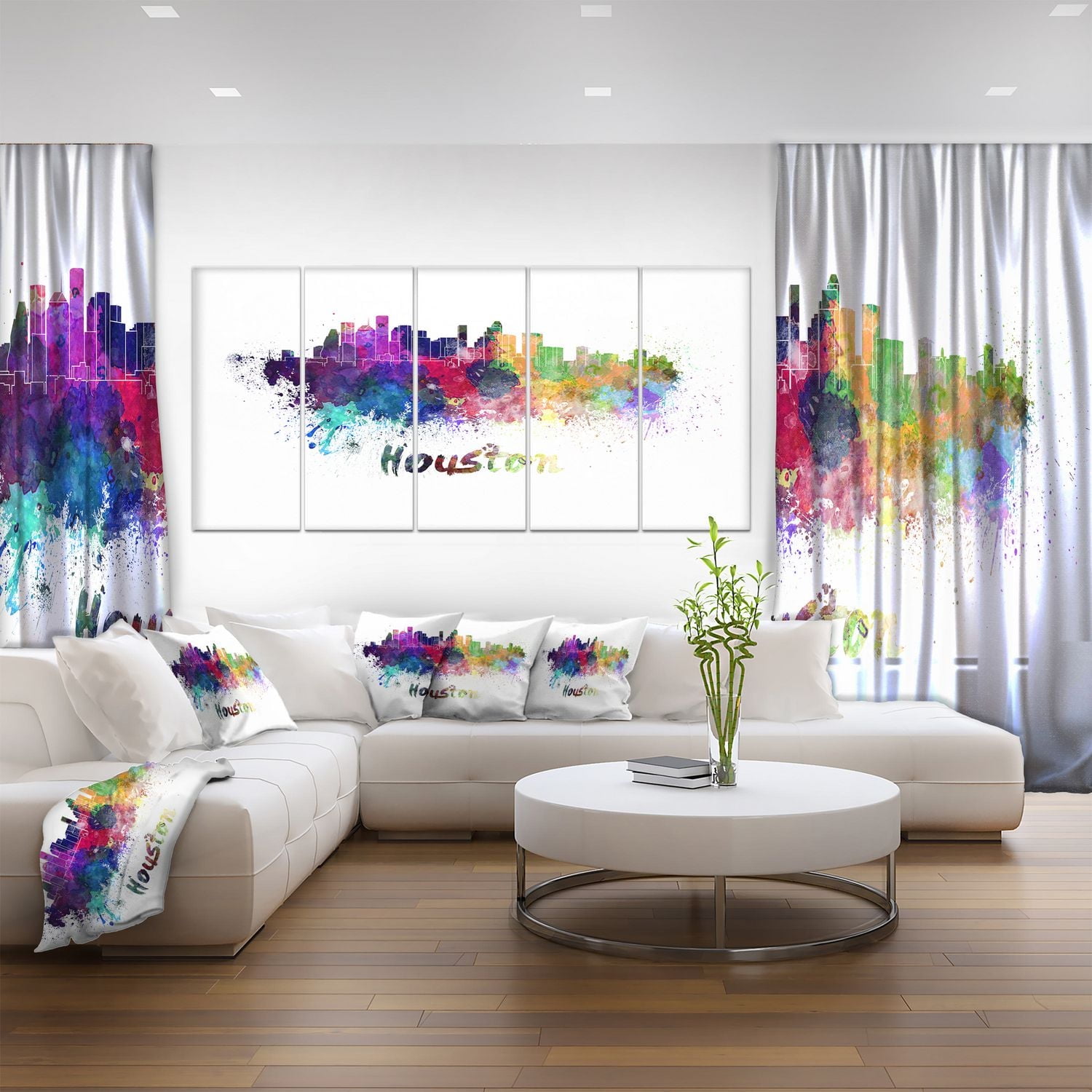 Design Art La Ligne D'Horizon De Houston Art Sur Toile