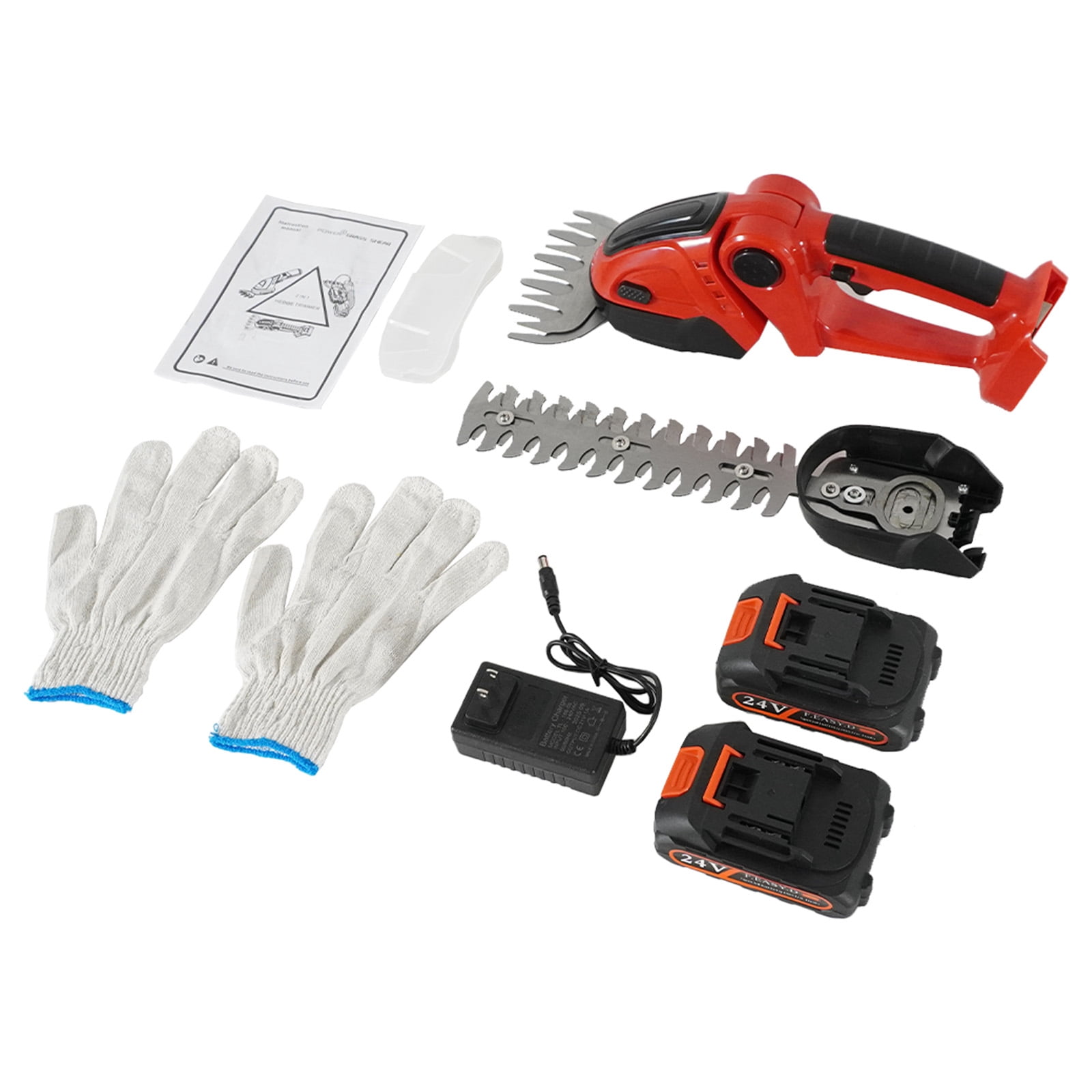 SUSUZI Cordless 2-in-1 Hedge Trimmer & Grass Shears – 24V 1500mAh Dual Batteries, SK5 Alloy Steel Blades, 3-Angle Adjustable Head for Garden Lawn Shrub Maintenance