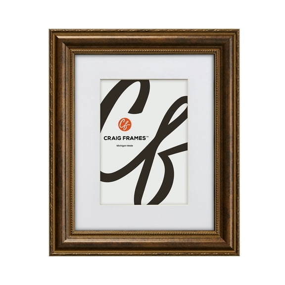 Craig Frames Victoria, 10x13 inch Bronze Picture Frame Matted for a 7x10 Photo