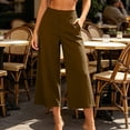 thumbnail image 3 of Lenpel Wide Leg Capri Pants for Women High Waist Baggy Cropped Trousers Comfy Flowy Casual Workout Yoga Capris, 3 of 5