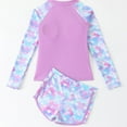 thumbnail image 5 of Fshinging Girls Swimsuits Tankini Swimming Spring Summer Cap Long Sleeve Patchwork Tops And Bottoms Kids Bathing Suit Size 8-9 Years, 5 of 8