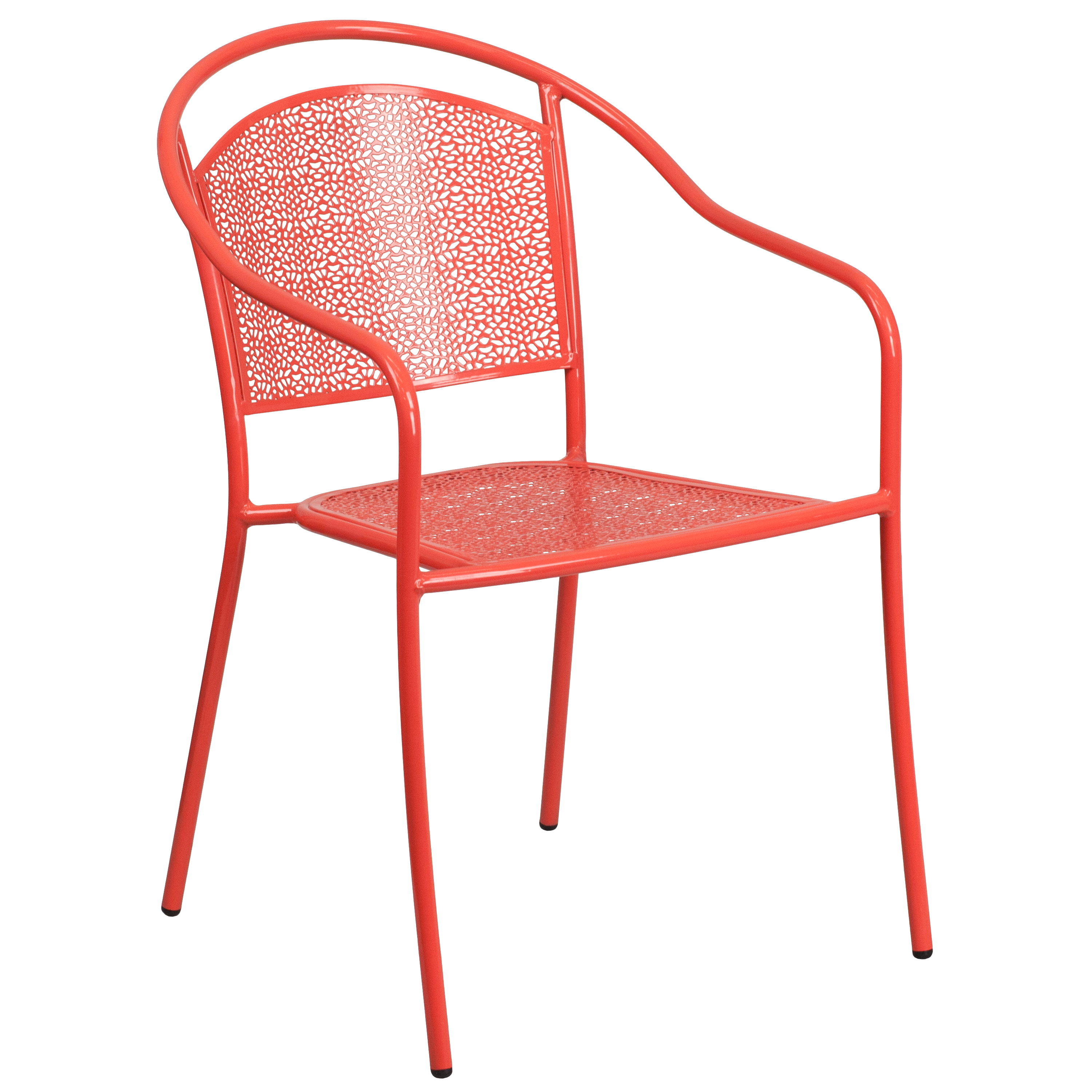 Flash Furniture Commercial Grade 35.25" Round Coral Indoor-Outdoor Steel Patio Table Set with 4 Round Back Chairs - image 5 of 5