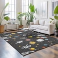 thumbnail image 3 of Area Rugs 5'x7', Grey Space Carpet Runner Indoor Outdoor Rugs Home Decor Aesthetic, Cartoon Cute Spaceship Planet Star Funny Non Slip Mats Washable Accent Rug for Living Room Bedroom, 3 of 8