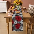 thumbnail image 2 of Red Black Flowers Table Runner 72 Inches, Abstract Botanical Floral Textured Plant Bed Runner Dresser Scarves Tabletop for Indoor Outdoor Parties/Ceremony/Banquet, 16" x 72", 2 of 9