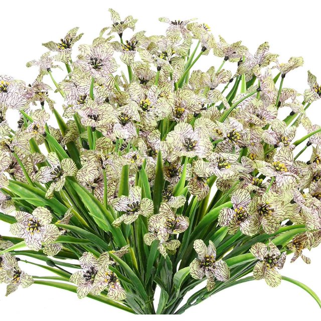 10 mechones de flores artificiales para exteriores, flores violetas falsas para interior, exterior, jardín, Patio, porche, ventana, caja, hogar, boda, granja, decoración oso de fresa Juguete