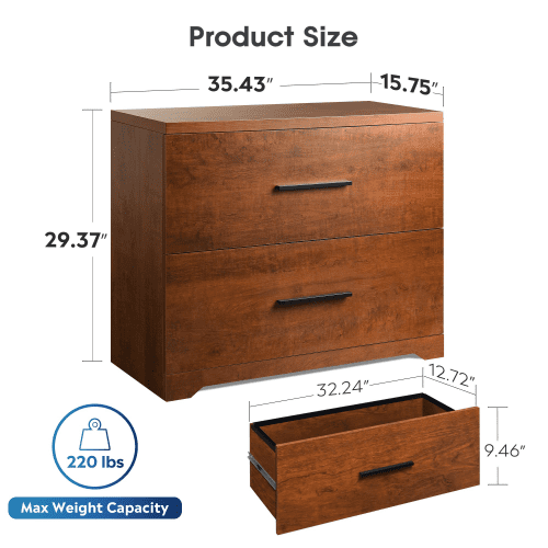 2 Drawer File Cabinet Wood Lateral