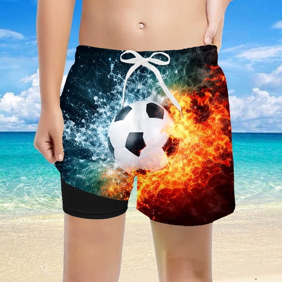 Baby Swimsuit Boy Boys Cool Football Print Graphic Swim Trunks Baby Boy Bathing Suit Multicolour 5-6 Years