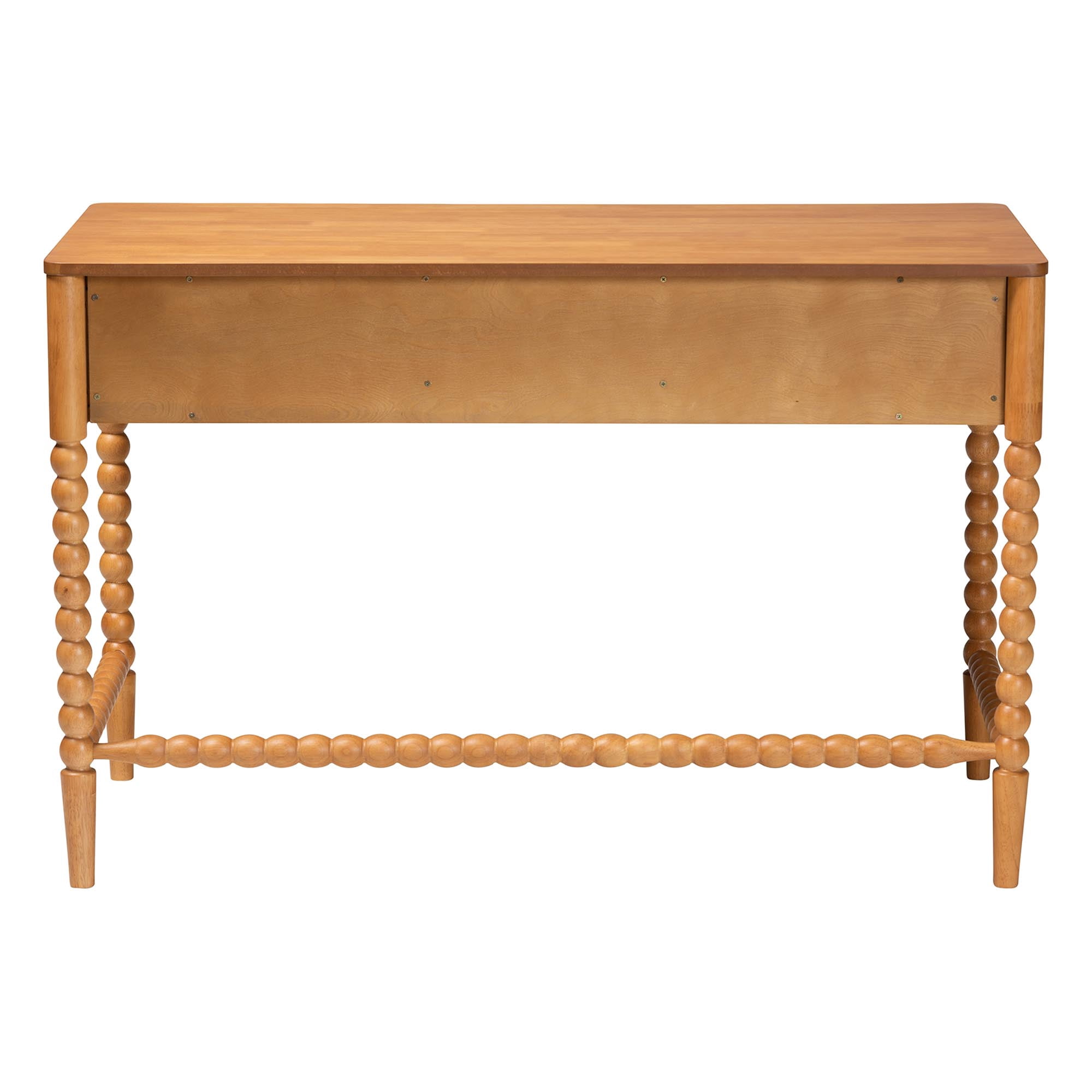 Baxton Studio Lucera Farmhouse Writing Desk, 3-Drawer, Oak Brown