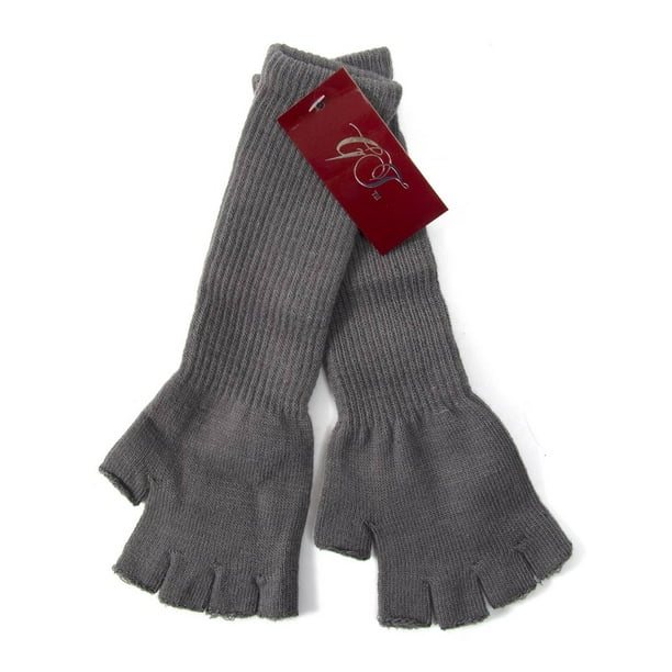 Gravity Threads Long 11 Knit Arm Warmer Warm Fingerless Gloves, Charcoal 