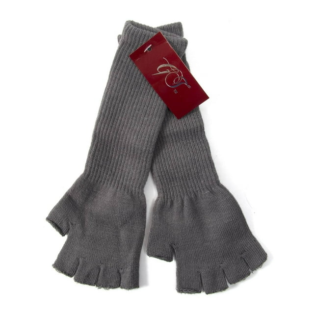 Gravity Threads Long 11" Knit Arm Warmer Warm Fingerless Gloves, Charcoal