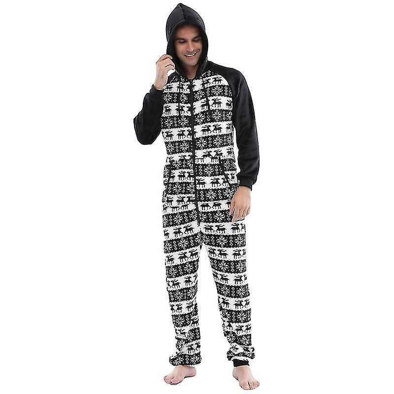 Men s Warm Fleece Hooded Pajamas Christmas Adult Onesie For Winter Walmart