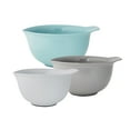 thumbnail image 2 of KitchenAid Universal Set of 3 Plastic Mixing Bowls Aqua Blue, Gray and White, 2 of 4
