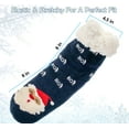thumbnail image 3 of Women's Thermal Sherpa Slipper Socks – Plush Fleece, Warm & Toasty Footwear for Cold Winter Weather – Non-Skid Gripper Bottom, for Cozy Indoor Nights & Christmas Holidays - Blue Santa, 3 of 7