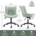 thumbnail image 3 of YOUNIKE Cute Armless Office Desk Chair Modern Upholstered Faux Leather Swivel Task Chair, Light Green, 3 of 11