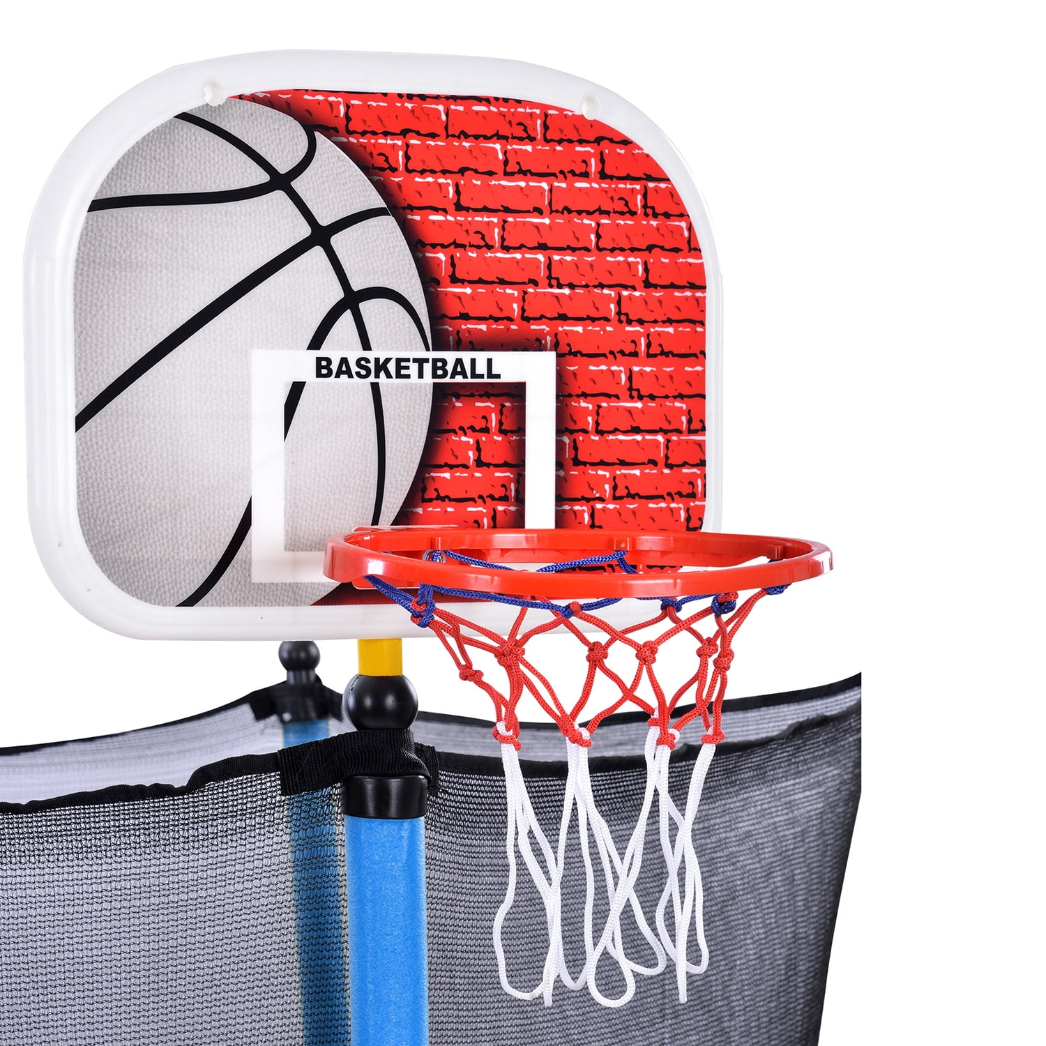 Kadyn 5.5FT Children Trampoline, Metal Mini Small Trampolines with Enclosure, Basketball Hoop and Ball Included, Indoor Outdoor Mini Trampoline for Kids, Blue Kadyn 5.5FT Children Trampoline, Metal Mini Small Trampolines with Enclosure, Basketball Hoop and Ball Included, Indoor Outdoor Mini Trampoline for Kids, Blue