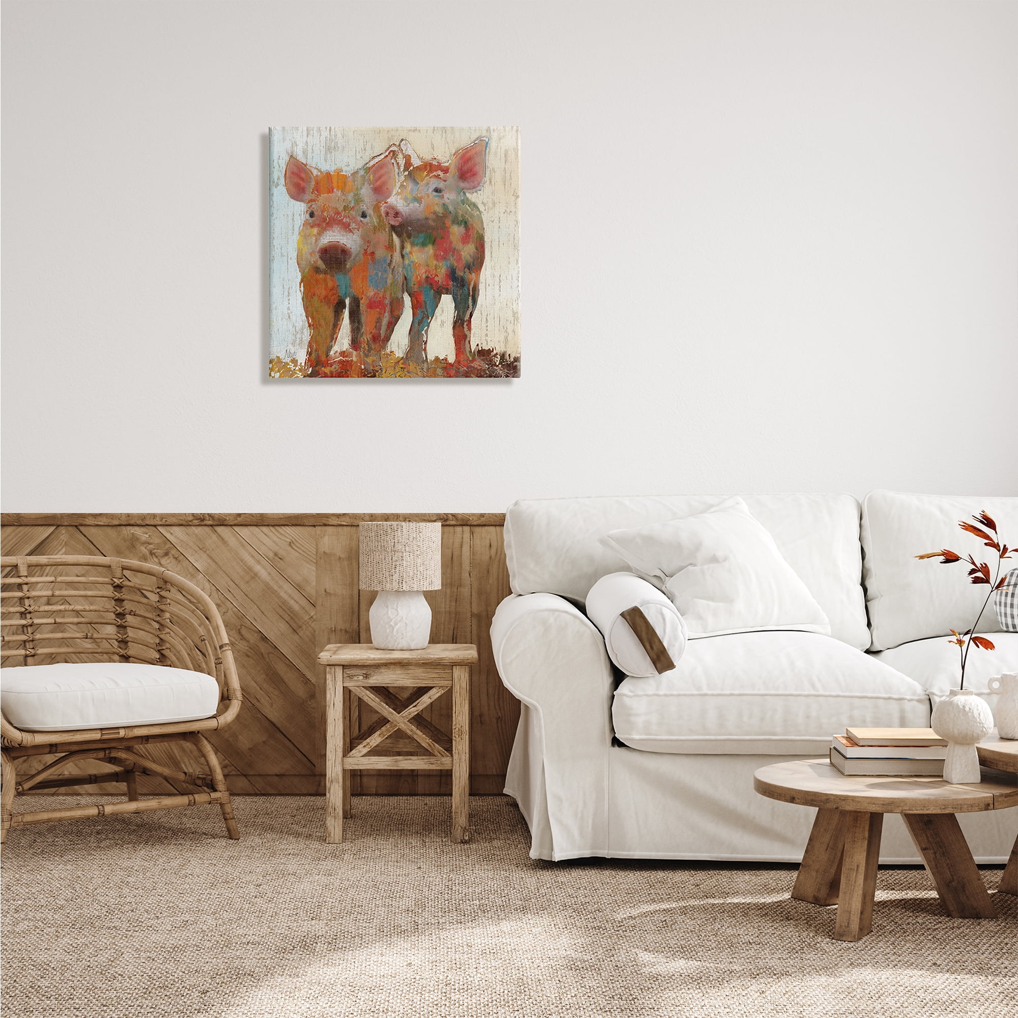 Stupell Industries Rustic Farm Pigs Abstract Contemporary Patchwork Pattern, 24 x 24, Design by Nan