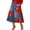 Red, variant on Midi Skirts for Women Faux Denim Floral Print A Line Skirts High Waist Patchwork Causal Skirts with Pockets, M