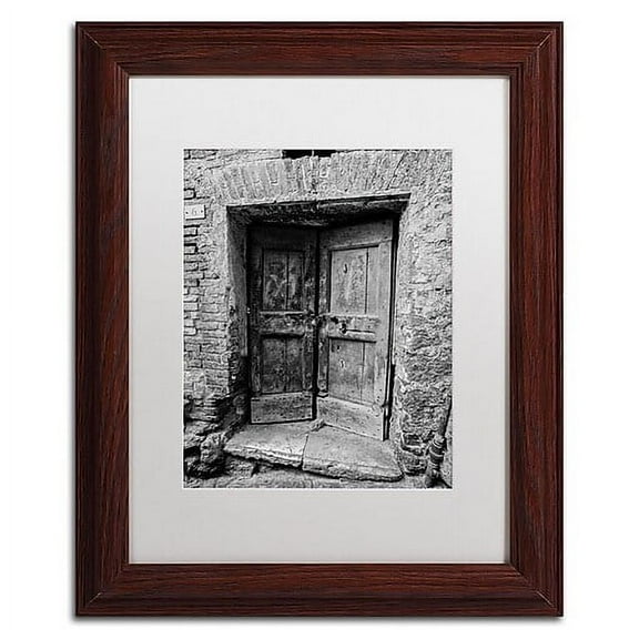 Trademark Fine Art "Siena Door" Canvas Art by Moises Levy White Matte, Wood Frame