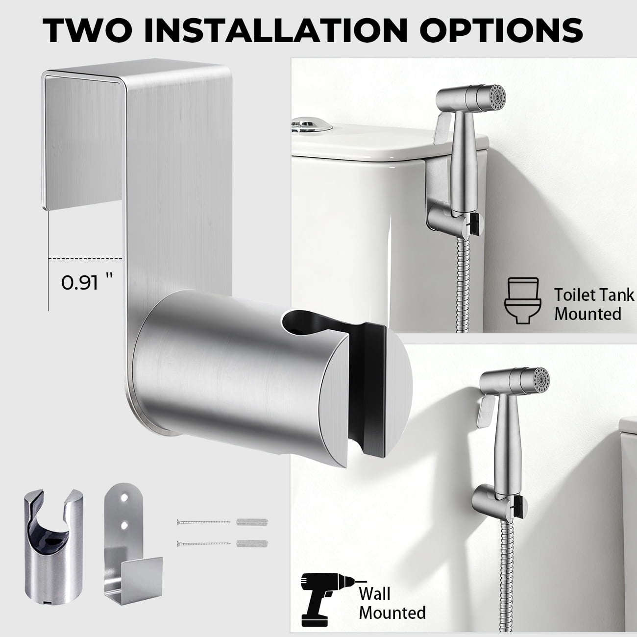 Handheld Toilet Bidet Sprayer for Toilet - 2 Spray Functions for Bathroom Diaper Shower,Premium Stainless Steel Bathroom Bidet Hand-held Toilet Sprinkler