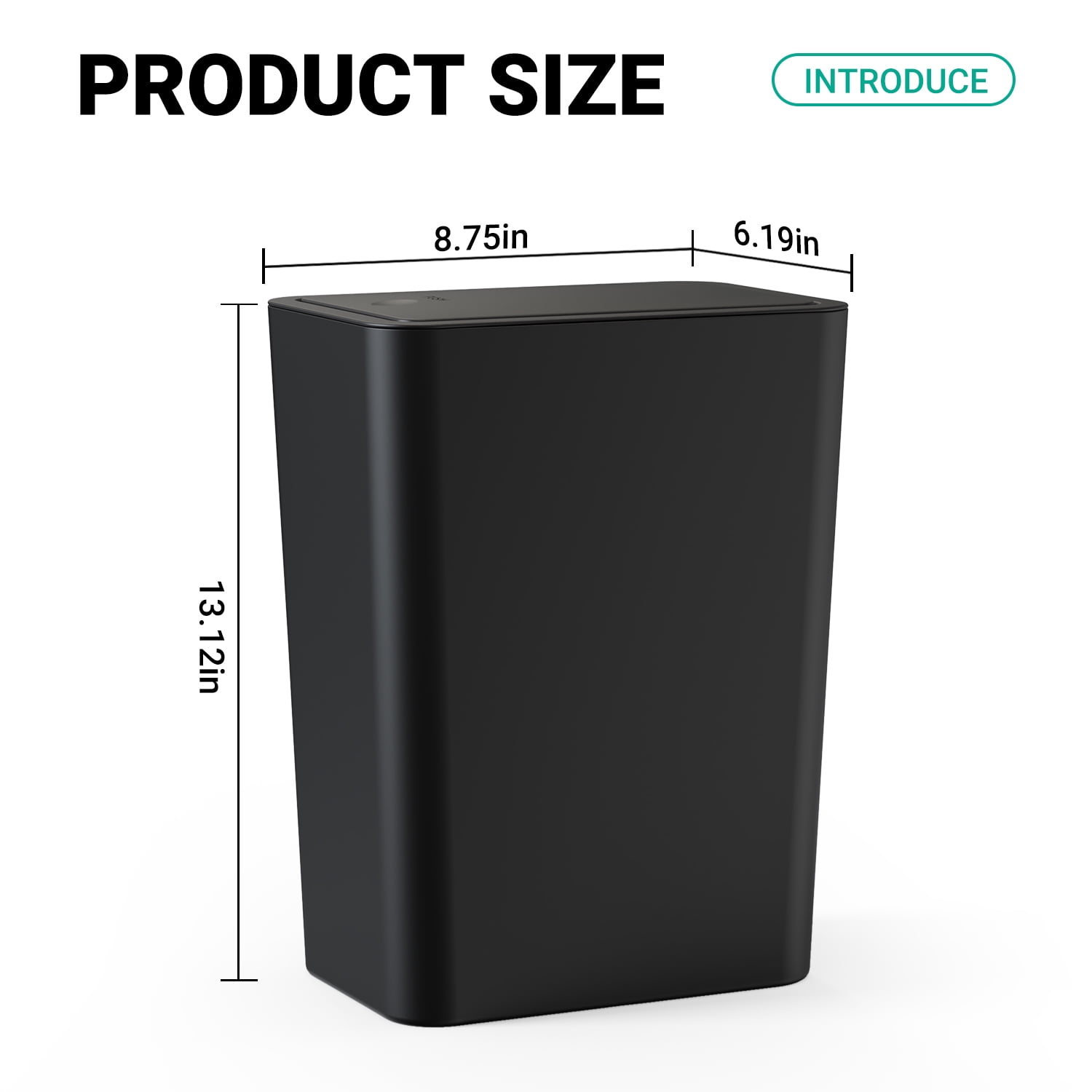 TINANA Small Trash Can with Lid, 3 Pack 10L Plastic Trash Bin, 2.6 Gallon Slim Garbage Bin Wastebasket with Pop-Up Lid for Bathroom, Bedroom, Office, Kitchen, Craft Room-Black