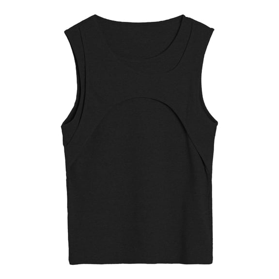 uikmnh Tank Tops Men Layered Two In One Tank Top Casual Athletic Sleeveless Shirt Base Layer Tee Size:L