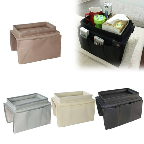 Sofa Armrest Organizer With Cup Holder Tray Chair Arm Tv Remote Holder for Recliner Couch Armchair Caddy Bedside Storage Pockets Bag for Cellphone Tablet Book Magazines Drinks