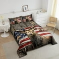 thumbnail image 3 of Erosebridal American Flag Deer Bedding Comforters Twin Size, Brown Wildlife Animal and Trees Theme Comforter Set, Red Blue USA Flag Print Natural Quilt Set Teens Present, 3 of 6