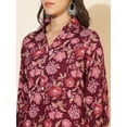 thumbnail image 6 of Janasya Women's Purple Cotton Floral Printed Co-ords Set, 6 of 7