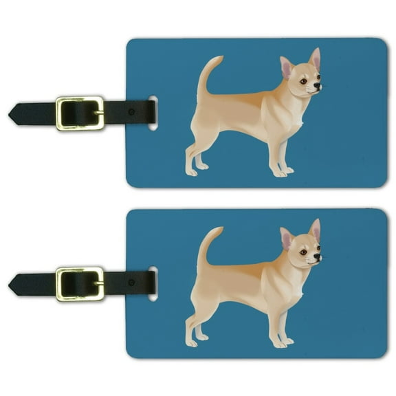 Chihuahua Dog Pet Drawing Luggage ID Tags Suitcase Carry-On Cards - Set of 2