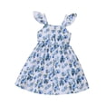 thumbnail image 1 of Toddler Girls' Flutter Sleeve Floral Dress Spring Summer Casual Comfortable Outfit, 1 of 6