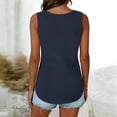 thumbnail image 4 of Women's Summer Cotton Linen Sleeveless Button Down Pleated Tank Tops Dressy Casual Work Blouses Navy XL, 4 of 4