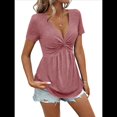 thumbnail image 2 of Camiseta de Verano para Mujer con Cuello en V, Corta y Volantes, Color Rosa XXL, 2 of 7