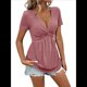 thumbnail image 2 of Camiseta de Verano para Mujer con Cuello en V, Corta y Volantes, Color Rosa XXL, 2 of 7