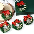 thumbnail image 6 of Virelaxpo 12-Pack Mini Christmas Wreath Pentagram Tree Ornaments with Bells and Bows, Small Rattan Ring Decor for Desktop Keychain Festive Gifts, Green PVC Material for Holiday Scenes, 6 of 7