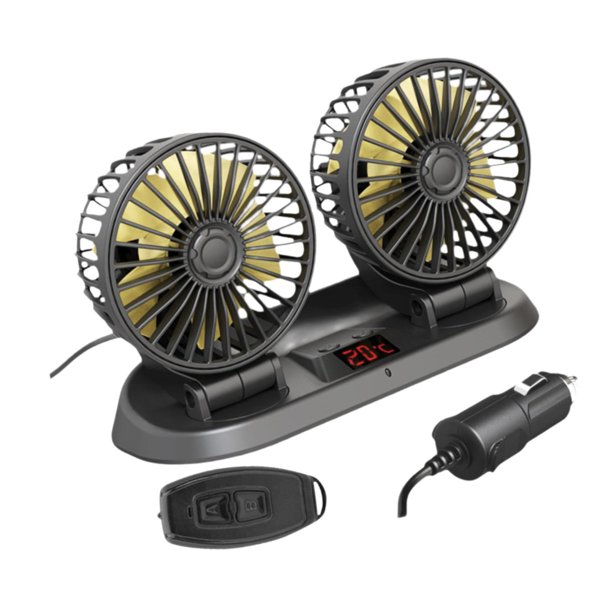 Ventilador de refrigeración automático genérico de 12/24 V, ventilador de vehículo, doble cabezal, silencioso, 3 velocidades, eléctrico Mejora