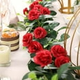 thumbnail image 6 of Efavormart 6 ft Red 20 Flowers UV Protected Silk Rose Garland Bendable Wire Vines Artificial Flower Garland, 6 of 11