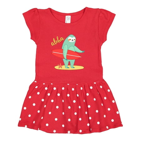 

Inktastic Beach Sloth Surfing Aloha Gift Toddler Girl Dress