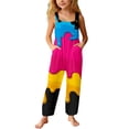 thumbnail image 3 of BOOMNY Girls Jumpsuits Ice Cream Graphic Sleeveless Spaghetti Strap Romper for Kids Soft Jumpsuit With Pockets, 3 of 6