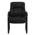 thumbnail image 6 of Emma + Oliver Black Microfiber Side Chair with Lumbar Support and Sled Base, 6 of 6