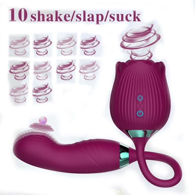 Tluda Jouets Rose Vibromasseur à Point G, 3 en 1 avec Gode Vibrant pour Femmes Violet-Rouge