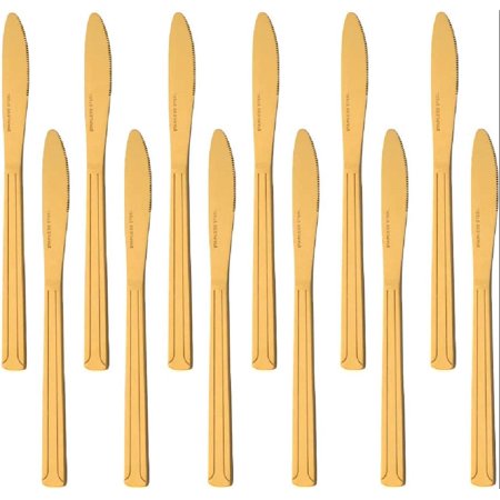 

Dinner Knife Stainless Steel Gold Tableware 8-Inch for BBQ Weddings Parties Quite Fit in Home & Kitchen 12 Piece