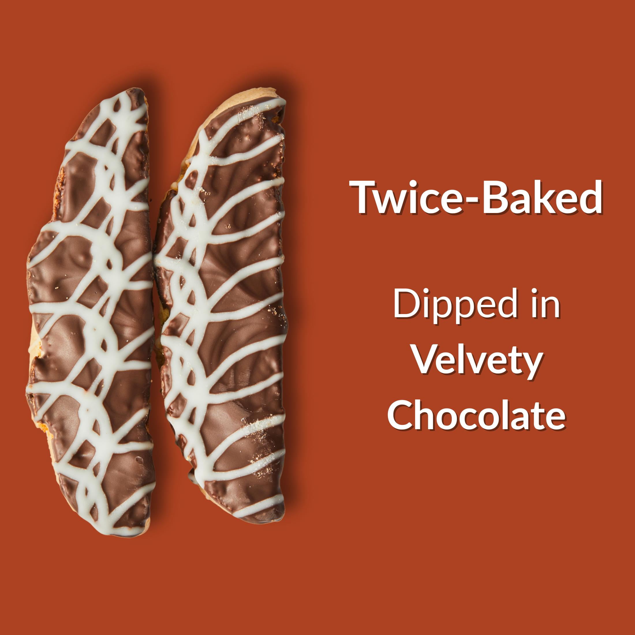 DeLallo Chocolate Dipped Biscotti Cookies, Non-GMO, 8.5 oz Container, (2 Pack)