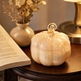 thumbnail image 4 of Twinkle Glass Pumpkin Decor, 9.5" D Amber Dots Glass Pumpkin for Fall Harvest, Thanksgiving, Halloween Table Centerpiece, Unique Handmade Art Pumpkins Figurines Collectible Home Decor, 4 of 7
