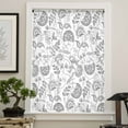 thumbnail image 4 of Boho Grey Floral Semi Sheer Curtains Drapes for Living Room, Bedroom, French Doors Window 45 Inches Long, Vintage Farmhouse Paisley Plant Leaf Rod Pocket Chiffon Curtain Drapery Voile Drape Panel, 4 of 6